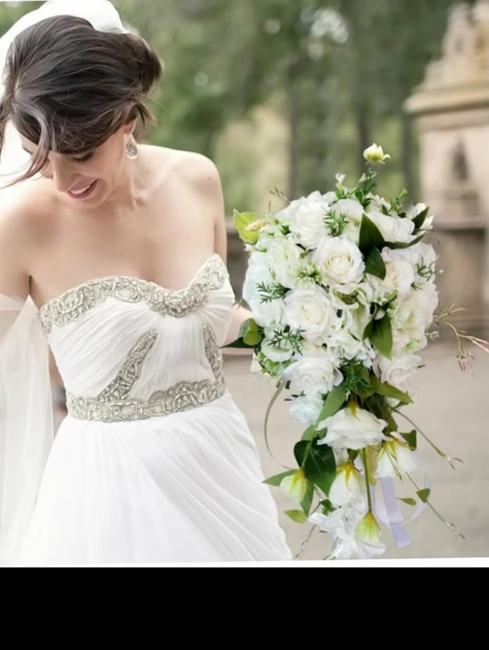 White Bridal Bouquet - Elegant Cascading Wedding Flowers